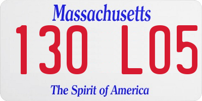 MA license plate 130LO5
