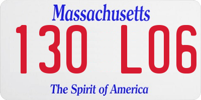 MA license plate 130LO6