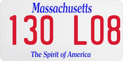 MA license plate 130LO8