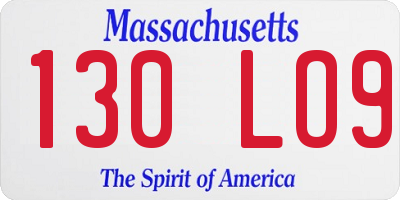 MA license plate 130LO9