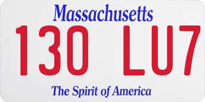 MA license plate 130LU7