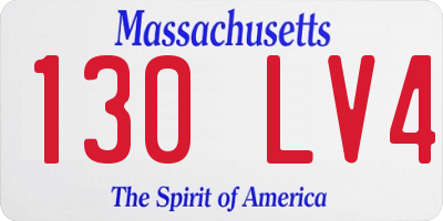 MA license plate 130LV4