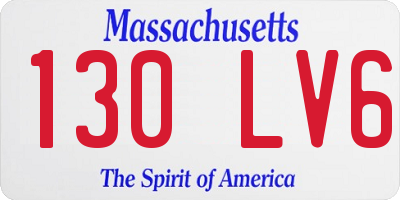 MA license plate 130LV6