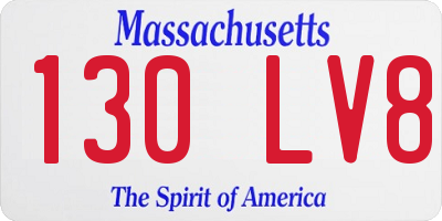 MA license plate 130LV8