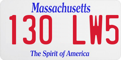 MA license plate 130LW5
