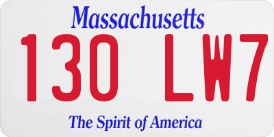 MA license plate 130LW7