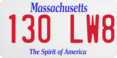 MA license plate 130LW8