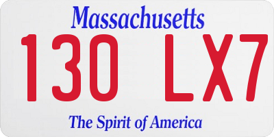MA license plate 130LX7