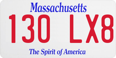 MA license plate 130LX8