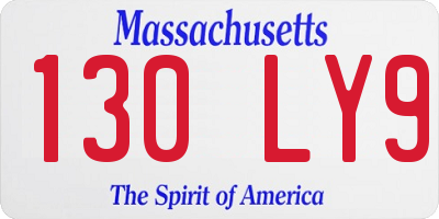 MA license plate 130LY9