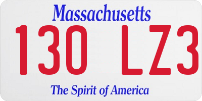 MA license plate 130LZ3