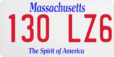 MA license plate 130LZ6