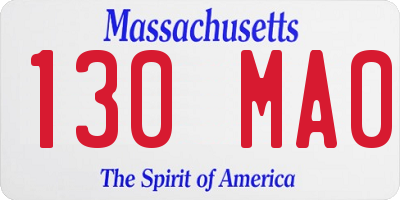 MA license plate 130MA0