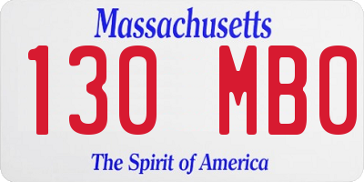 MA license plate 130MB0
