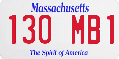 MA license plate 130MB1