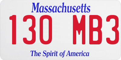 MA license plate 130MB3