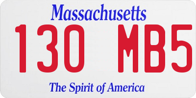 MA license plate 130MB5