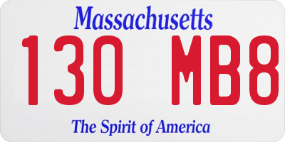 MA license plate 130MB8