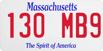 MA license plate 130MB9