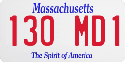 MA license plate 130MD1