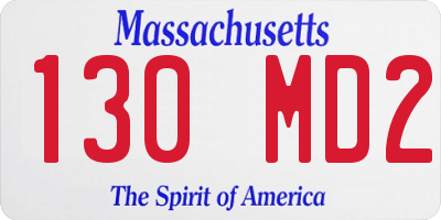 MA license plate 130MD2