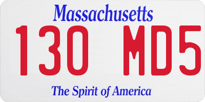 MA license plate 130MD5