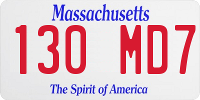 MA license plate 130MD7