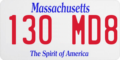MA license plate 130MD8