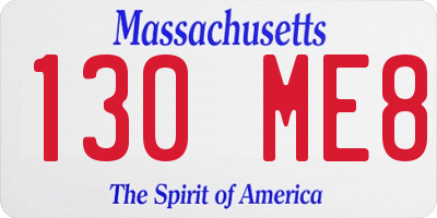 MA license plate 130ME8