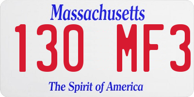 MA license plate 130MF3