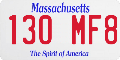 MA license plate 130MF8