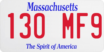 MA license plate 130MF9