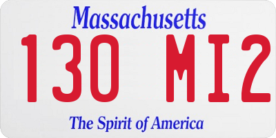 MA license plate 130MI2