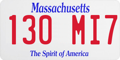 MA license plate 130MI7