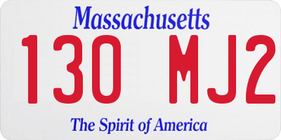 MA license plate 130MJ2
