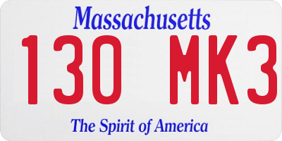 MA license plate 130MK3
