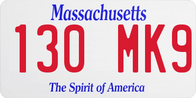 MA license plate 130MK9