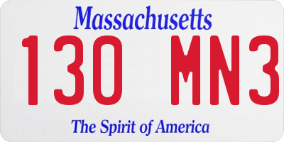 MA license plate 130MN3