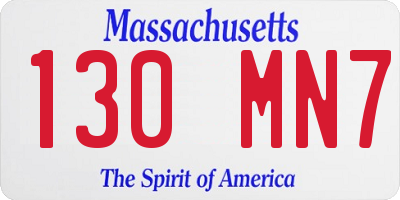 MA license plate 130MN7