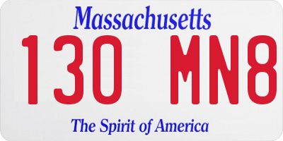 MA license plate 130MN8