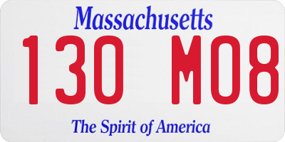MA license plate 130MO8