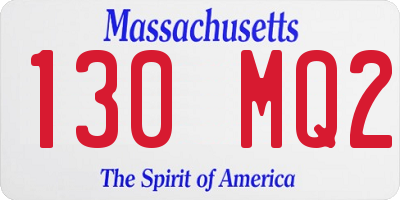 MA license plate 130MQ2