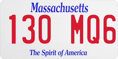 MA license plate 130MQ6