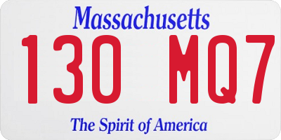 MA license plate 130MQ7