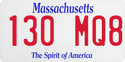 MA license plate 130MQ8