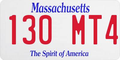 MA license plate 130MT4