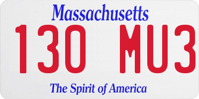 MA license plate 130MU3