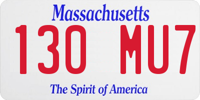 MA license plate 130MU7