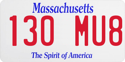 MA license plate 130MU8