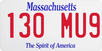 MA license plate 130MU9